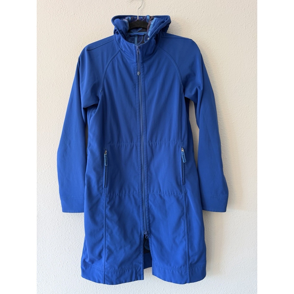 LULULEMON APRES COAT JACKET ROYAL BLUE SOFTSHELL HOODED RUN YOGA SPORT RAIN~6